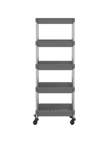 Carrello da Cucina 5 Ripiani Grigio 42x29x128 cm Ferro e ABS