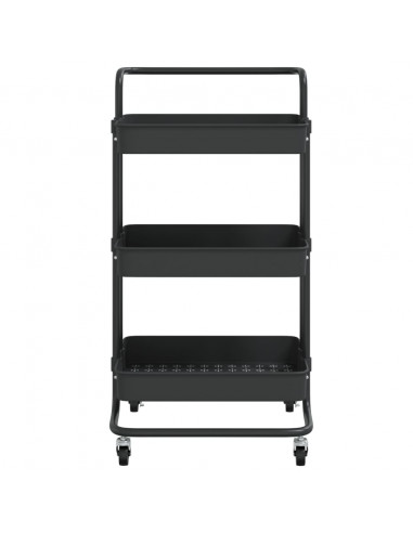 Carrello da Cucina 3 Ripiani Nero 42x35x85 cm Ferro e ABS