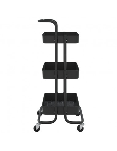 Carrello da Cucina 3 Ripiani Nero 42x35x85 cm Ferro e ABS