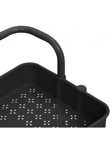 Carrello da Cucina 3 Ripiani Nero 42x35x85 cm Ferro e ABS