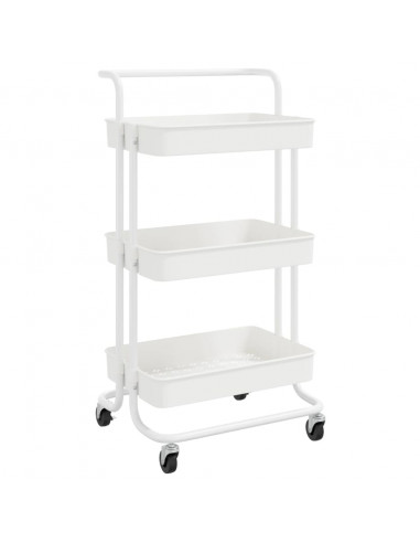 Carrello da Cucina 3 Ripiani Bianco 42x35x85 cm Ferro e ABS