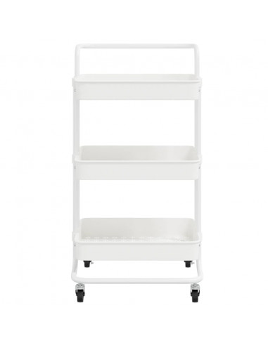 Carrello da Cucina 3 Ripiani Bianco 42x35x85 cm Ferro e ABS