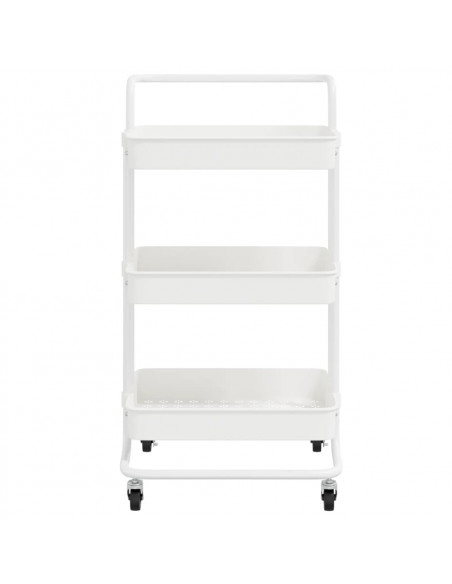 Carrello da Cucina 3 Ripiani Bianco 42x35x85 cm Ferro e ABS