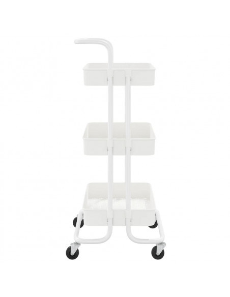 Carrello da Cucina 3 Ripiani Bianco 42x35x85 cm Ferro e ABS