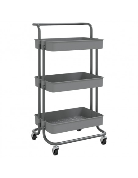 Carrello da Cucina 3 Ripiani Grigio 42x35x85 cm Ferro e ABS
