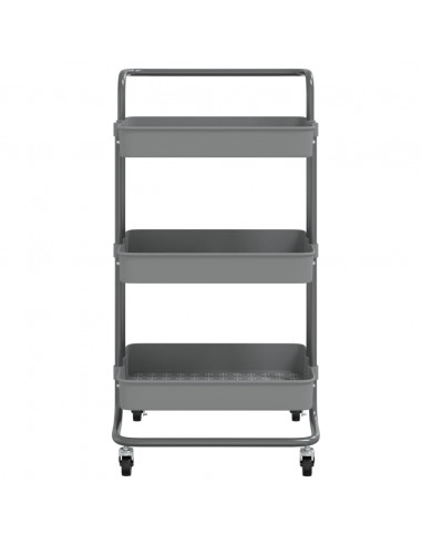 Carrello da Cucina 3 Ripiani Grigio 42x35x85 cm Ferro e ABS