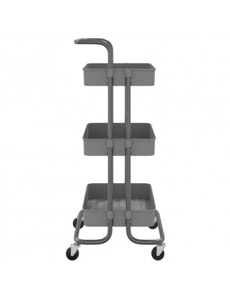 Carrello da Cucina 3 Ripiani Grigio 42x35x85 cm Ferro e ABS