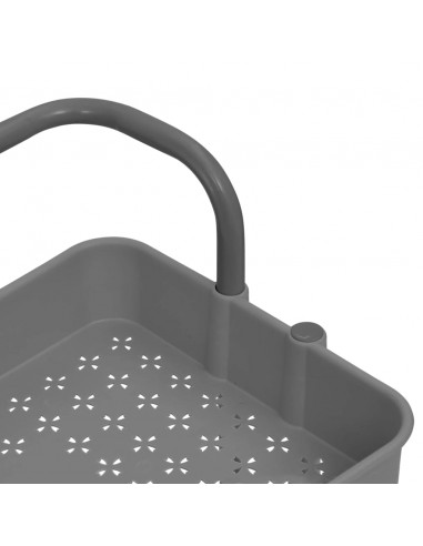 Carrello da Cucina 3 Ripiani Grigio 42x35x85 cm Ferro e ABS