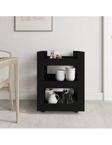 Carrello da Cucina Nero 60x45x80 cm in Legno Multistrato