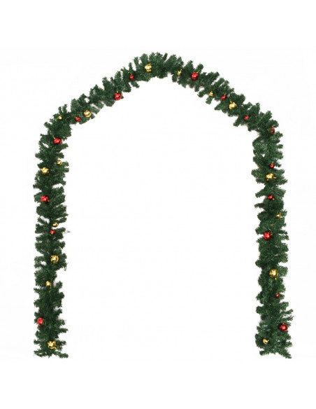 Ghirlande Natalizie 4 pz con Palline Verde 270 cm in PVC
