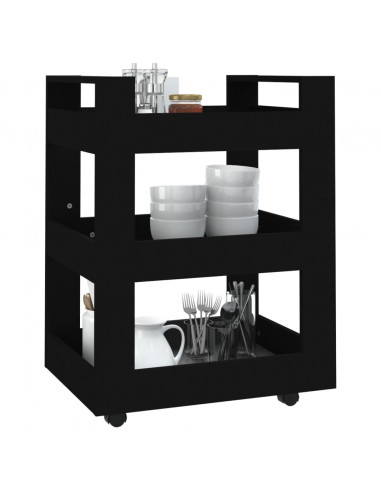 Carrello da Cucina Nero 60x45x80 cm in Legno Multistrato