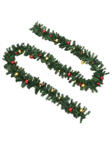 Ghirlande Natalizie 4 pz con Palline Verde 270 cm in PVC
