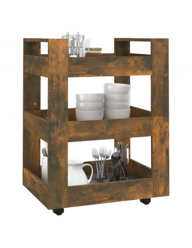Carrello da Cucina rovere fumo 60x45x80 cm Legno Multistrato