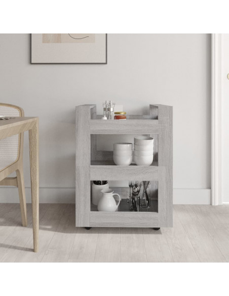 Carrello da Cucina Grigio Sonoma 60x45x80 cm Legno Multistrato