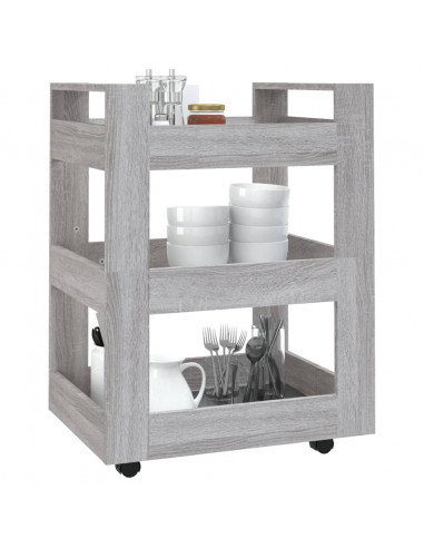 Carrello da Cucina Grigio Sonoma 60x45x80 cm Legno Multistrato