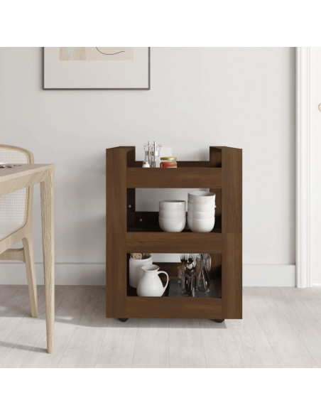 Carrello da Cucina Rovere Marrone 60x45x80 cm Legno Multistrato