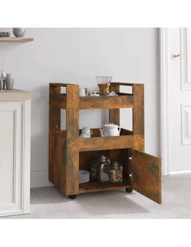 Carrello da Cucina rovere fumo 60x45x80 cm Legno Multistrato