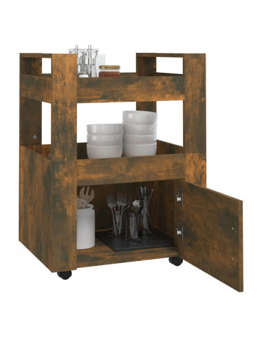 Carrello da Cucina rovere fumo 60x45x80 cm Legno Multistrato
