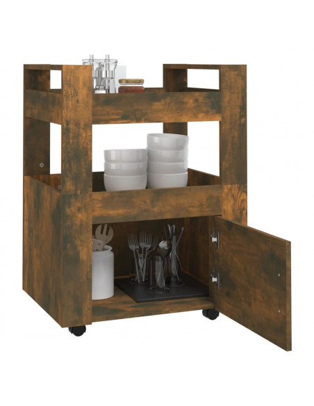 Carrello da Cucina rovere fumo 60x45x80 cm Legno Multistrato