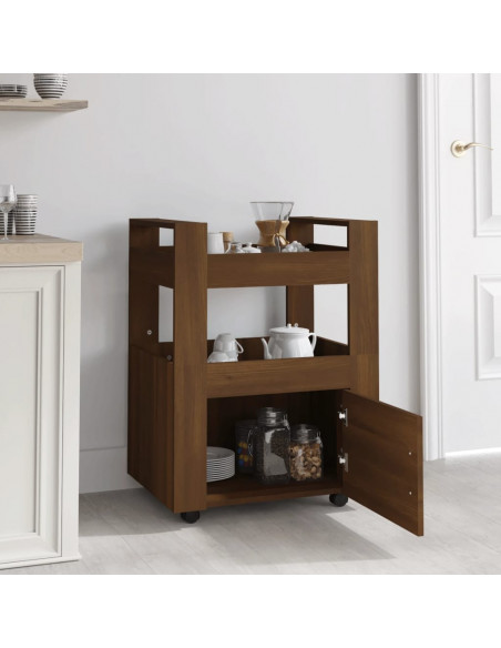 Carrello da Cucina Rovere Marrone 60x45x80 cm Legno Multistrato