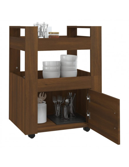 Carrello da Cucina Rovere Marrone 60x45x80 cm Legno Multistrato