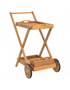 Carrello da Tè 54x87x90 cm in Legno Massello di Acacia 2