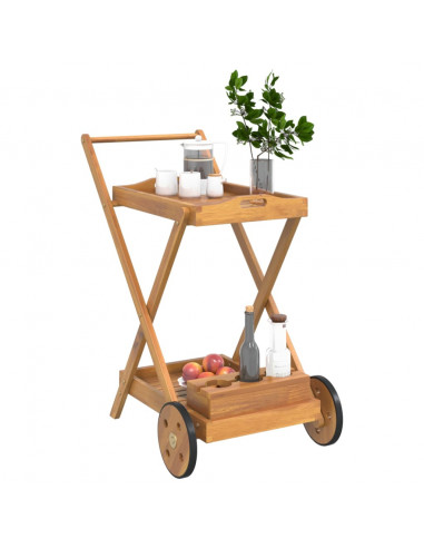 Carrello da Tè 54x87x90 cm in Legno Massello di Acacia