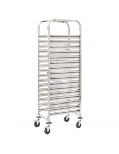 Carrello da Cucina per 16 Vassoi 38x55x163 cm in Acciaio Inox 2
