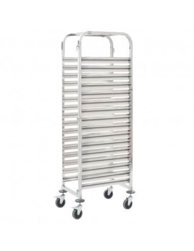 Carrello da Cucina per 16 Vassoi 38x55x163 cm in Acciaio Inox