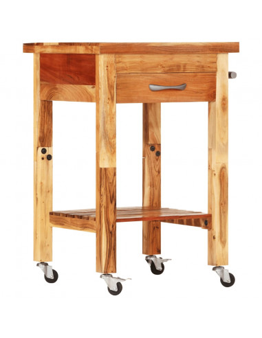 Carrello da Cucina 55x55x89 cm in Legno Massello di Acacia