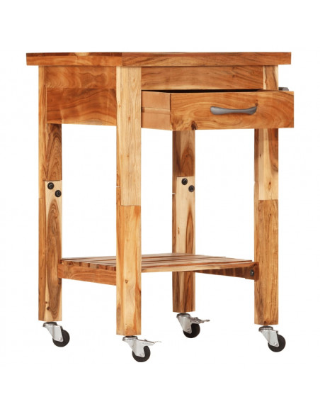 Carrello da Cucina 55x55x89 cm in Legno Massello di Acacia