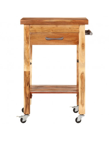 Carrello da Cucina 55x55x89 cm in Legno Massello di Acacia