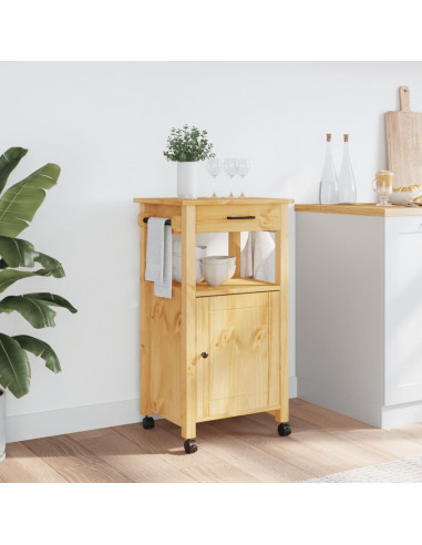 Carrello da Cucina MONZA 48x40x90 cm in Legno Massello di Pino