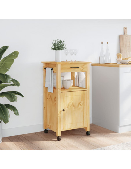Carrello da Cucina MONZA 48x40x90 cm in Legno Massello di Pino