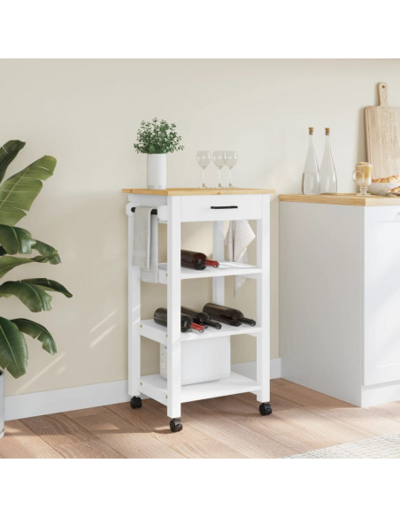 Carrello da Cucina MONZA 48x40x90 cm in Legno Massello di Pino