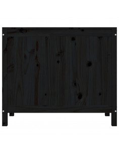 Contenitore per Bucato Nero 88,5x44x76 cm Legno Massello Pino