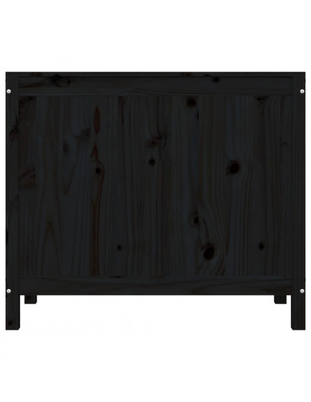 Contenitore per Bucato Nero 88,5x44x76 cm Legno Massello Pino