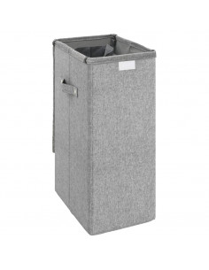 Cesto Biancheria Pieghevole Grigio 26x34,5x59,5 cm Lino Finto