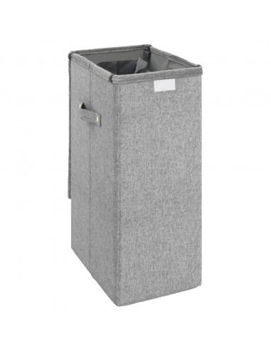 Cesto Biancheria Pieghevole Grigio 26x34,5x59,5 cm Lino Finto