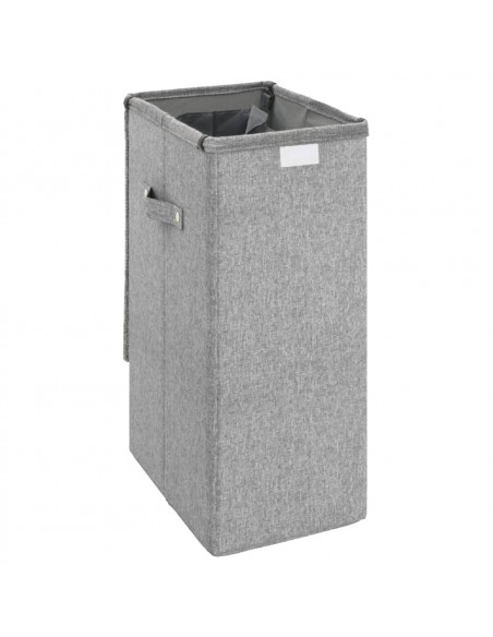 Cesto Biancheria Pieghevole Grigio 26x34,5x59,5 cm Lino Finto