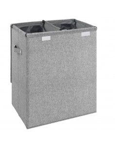 Cesto Biancheria Pieghevole Grigio 51x34,5x59 cm Lino Finto