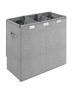 Cesto Biancheria Pieghevole Grigio 64,5x34,5x59 cm Lino Finto