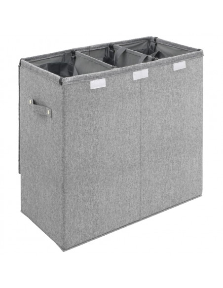 Cesto Biancheria Pieghevole Grigio 64,5x34,5x59 cm Lino Finto