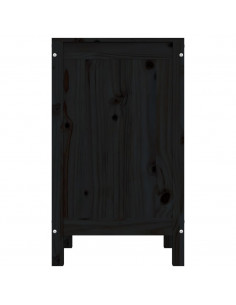 Contenitore per Bucato Nero 44x44x76 cm Legno Massello Pino