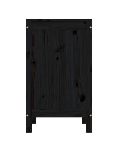 Contenitore per Bucato Nero 44x44x76 cm Legno Massello Pino