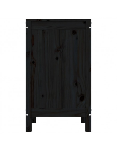 Contenitore per Bucato Nero 44x44x76 cm Legno Massello Pino