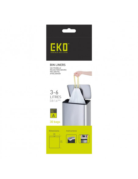 EKO Set Sacchetti della Spazzatura A 3-6 L 24x30 pz Bianchi
