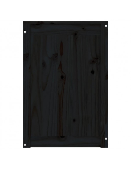 Contenitore per Bucato Nero 44x44x66 cm Legno Massello Pino