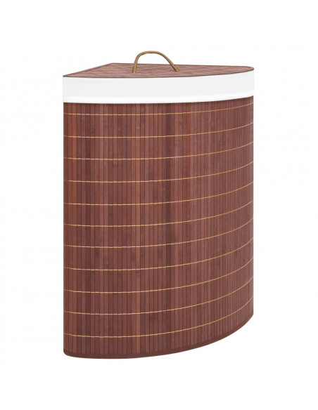 Cesto Portabiancheria Angolare in Bambù Marrone 60 L