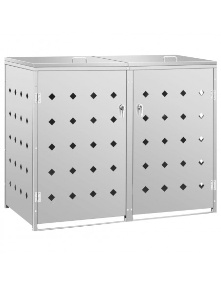 Copribidone per Spazzatura Doppio 240 L in Acciaio Inox